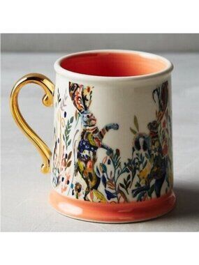 Anthropologie Starla Halfmann Dancing Hares Mug